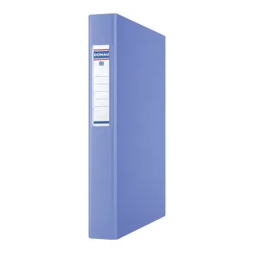 Caiet mecanic A4, plastifiat PP, 4 inele - D25mm, cu eticheta, DONAU - albastru