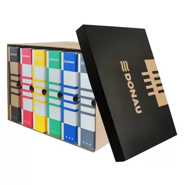 Container de arhivare cu capac detasabil, carton 490gsm, DONAU - negru/kraft