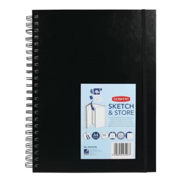 Caiet pentru schite si desen DERWENT Professional, A4, cu spira, 56 coli, 165gsm, mapa inclusa, hart