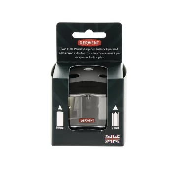 Ascutitoare electrica dubla DERWENT Professional, cu baterii, pentru birou, neagra
