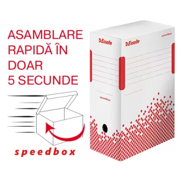Cutie depozitare si arhivare Esselte Speedbox, carton, 100% reciclat, FSC, reciclabil, 150 mm, alb