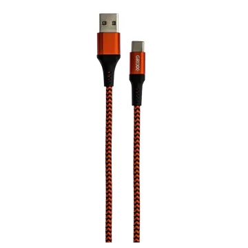 Cablu date GRIXX - USB-C to USB, impletit, lungime 1m - rosu/negru