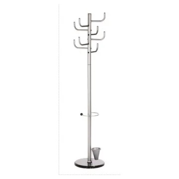 Cuier metalic argintiu ALCO, 172/40cm; cu 8 agatatori metalice, suport umbrele