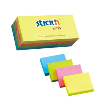 Notes autoadeziv 38 x 51 mm, 12 x 100 file/set, Stick'n - 4 culori fosforescente