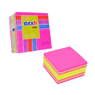 Cub notes autoadeziv 76 x 76 mm, 400 file, Stick'n - neon/pastel asortate
