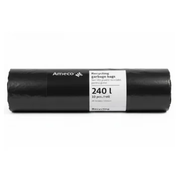 Saci plastic reciclabil, standard, 240L, 95x140cm, 28 microni, 10buc/rola, Ameco - negri
