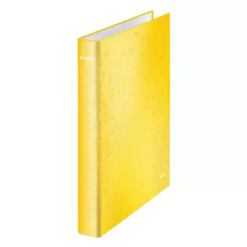 Caiet mecanic LEITZ WOW, carton laminat, partial reciclat, FSC, A4, mecanism 4DR, inel 25mm, galben