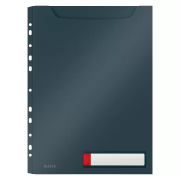 Mapa LEITZ Cosy Jumbo, PP, A4, 150 coli, pre-perforata, cu eticheta, 3 buc/set, gri antracit