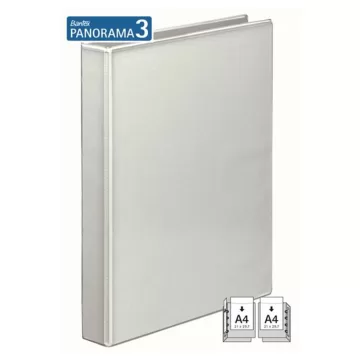 Caiet mecanic A4, cu buzunar, plastifiat PP, 4 inele - D16 mm, cotor 35mm, BANTEX - alb