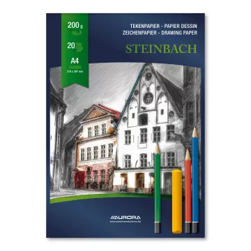 Bloc desen A4, 20 file - 200gsm, AURORA Steinbach - carton alb