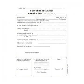 Decont de cheltuieli, format A5, 100 coli/carnet