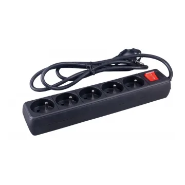 Prelungitor cu 5 prize, cablu 1.5 metri, cu intrerupator, Office Products - negru