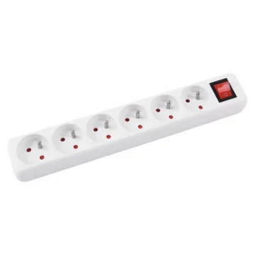 Prelungitor cu 6 prize, cablu 1.5 metri, cu intrerupator, Office Products - alb
