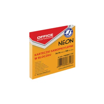 Notes autoadeziv 76 x 76 mm, 100buc/set, Office Products - orange neon