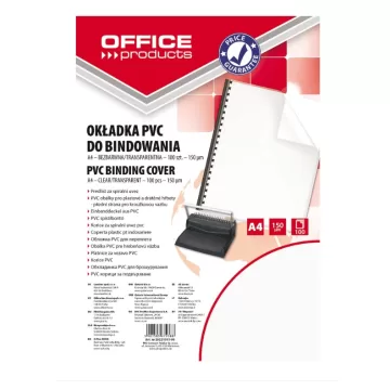 Coperta plastic PVC, 150 microni, A4, 100/top, Office Products - transparent cristal
