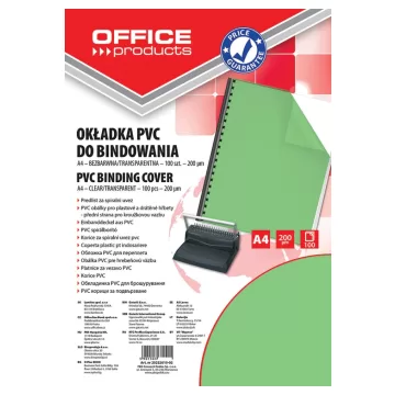 Coperta plastic PVC, 200 microni, A4, 100/top Office Products - verde transparent