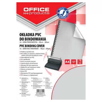 Coperta plastic PVC, 200 microni, A4, 100/top Office Products - fumuriu transparent