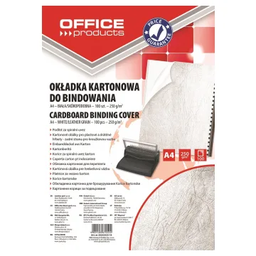 Coperta carton imitatie piele 250g/mp, A4, 100/top Office Products - alb