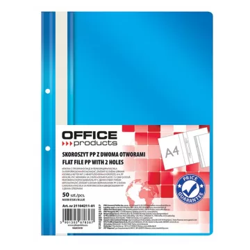 Dosar plastic PP cu sina, cu gauri, grosime 100/170microni, 50 buc/set, Office Products - albastru