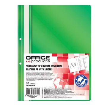 Dosar plastic PP cu sina, cu gauri, grosime 100/170 microni, 50 buc/set, Office Products - verde
