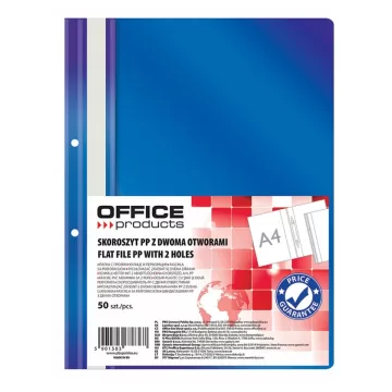 Dosar plastic PP cu sina, cu gauri, grosime 100/170 microni, 50 buc/set, Office Products - bleumarin