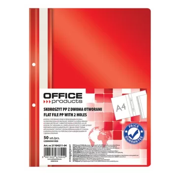 Dosar plastic PP cu sina, cu gauri, grosime 100/170 microni, 50 buc/set, Office products - rosu