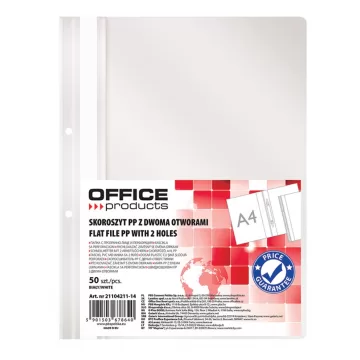 Dosar plastic PP cu sina, cu gauri, grosime 100/170microni, 50 buc/set, Office Products - alb