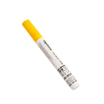 Marker cu vopsea Optima Paint 3710, varf rotund 4.5mm, grosime scriere 2-3mm - galben