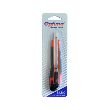 Cutter Optima Basic, lama 9mm SK7, sina metalica, ABS cu rubber grip