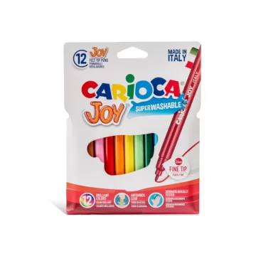 Carioca super lavabila, varf subtire - 2.6mm, 12 culori/cutie, CARIOCA Joy