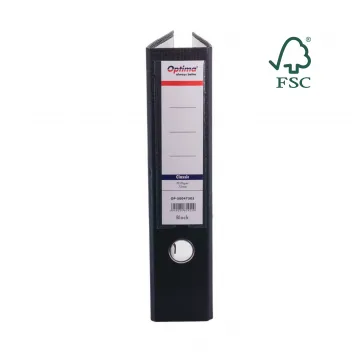 Biblioraft A4, plastifiat PP/paper, margine metalica, 75 mm, Optima Classic - negru