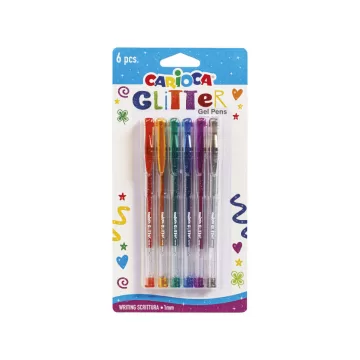 Pix cu gel, 6 buc/set, varf 1 mm, cerneala cu sclipici, CARIOCA