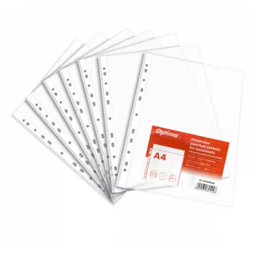 Folie protectie pentru documente A4, 50 microni, 100 folii/set, Optima Classic - cristal