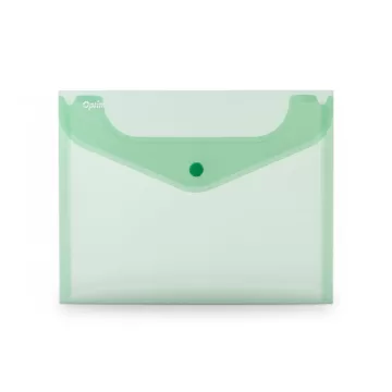 Mapa PP protectie documente A5 landscape, inchidere cu capsa, 10/set, Optima - verde transparent