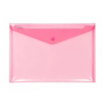 Mapa PP protectie documente DL landscape, inchidere cu capsa, 10/set, Optima - rosu transparent