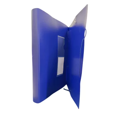 Mapa cu burduf A4, 13 compartimente, separatoare color, inchidere cu elastic, Optima - albastru