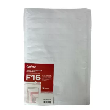 Plic antisoc F16, 240x350mm - ext., 220x340mm - int., lipire siliconica, 10 buc/set, Optima - alb