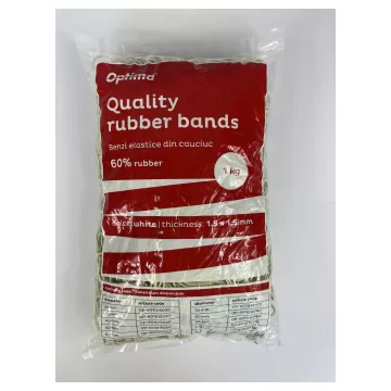 Elastice pentru bani, 1kg/punga, D 50, grosime 1.5mm x 1.5mm, Optima Classic - albe