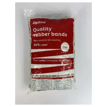 Elastice pentru bani, 1kg/punga, D 60, grosime 1.5mm x 1.5mm, Optima Classic - albe