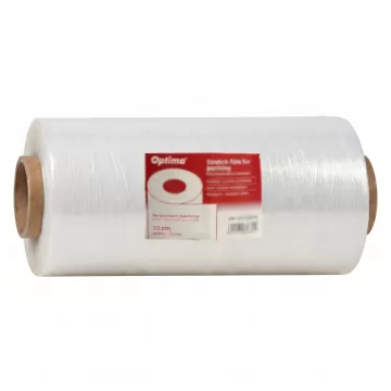 Folie stretch transparenta Optima, 50cm latime, 20microni, elongatie 300% - masini automate