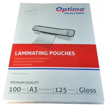Folie laminare Optima, A3 (303 x 426 mm), 125 microni, 100folii/top