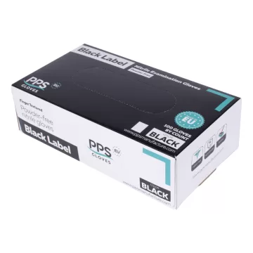 Manusi nitril PPS, unica folosinta, 100 buc/cutie - negre - marime S