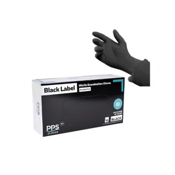 Manusi nitril PPS Pro Label, unica folosinta, 5.5gr.-0.13mm, 100 buc/cutie - negre - marime M