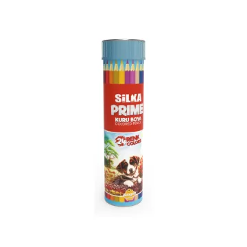 Creioane colorate, 24 culori/tub metalic, SILKA Prime