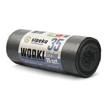 Saci menajeri rezistenti LDPE, 35L, 50 x 60cm, 20 microni, 25buc/rola, Sipeko - negri