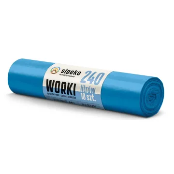 Saci menajeri super rezistenti LDPE, 240L, 95 x 140cm, 28 microni, 10buc/rola, Sipeko - albastri