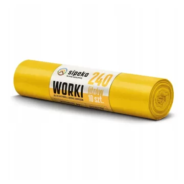 Saci menajeri super rezistenti LDPE, 240L, 95 x 140cm, 28 microni, 10buc/rola, Sipeko - galbeni