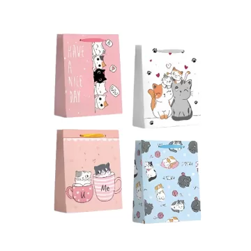 Punga cadou, carton 210gr, design Cats, 26x32x10cm, modele asortate