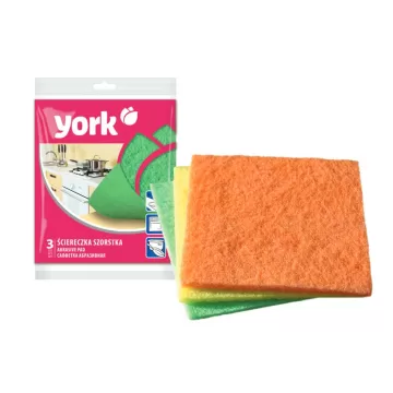 Lavete abrazive, 13 x 14cm, 3 buc/set, YORK - culori asortate