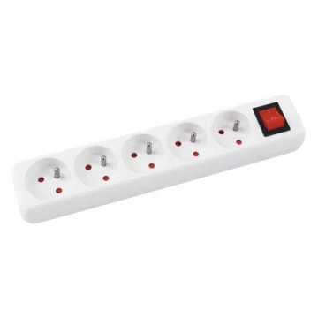 Prelungitor cu 5 prize, cablu 5 metri, cu intrerupator, Office Products - alb